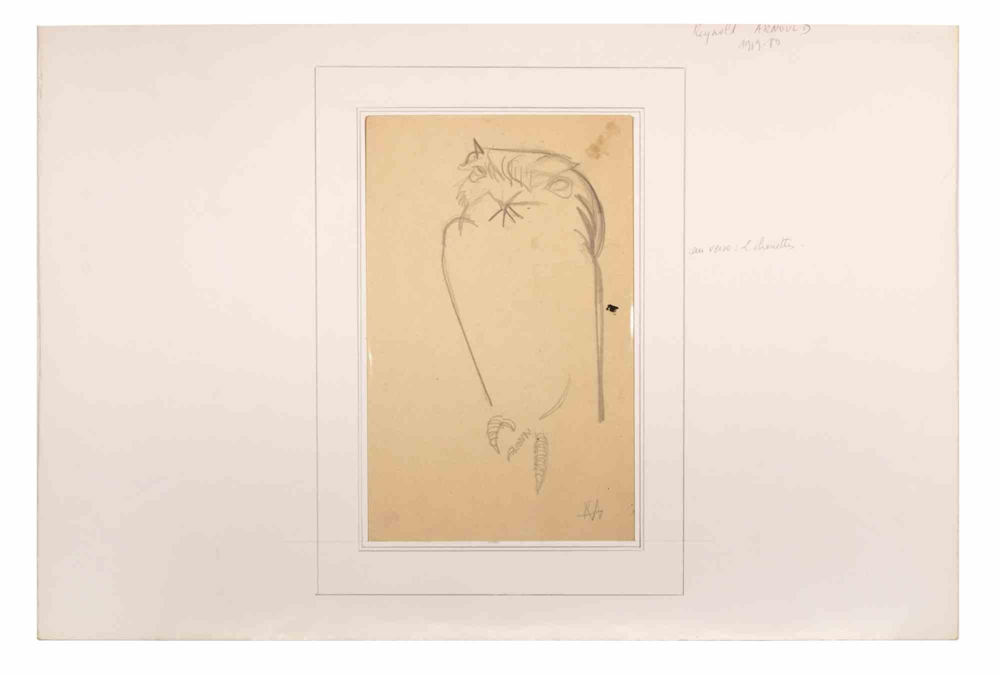 Owl - Drawing By Reynold Arnould - Mid-20th Century For Sale 1