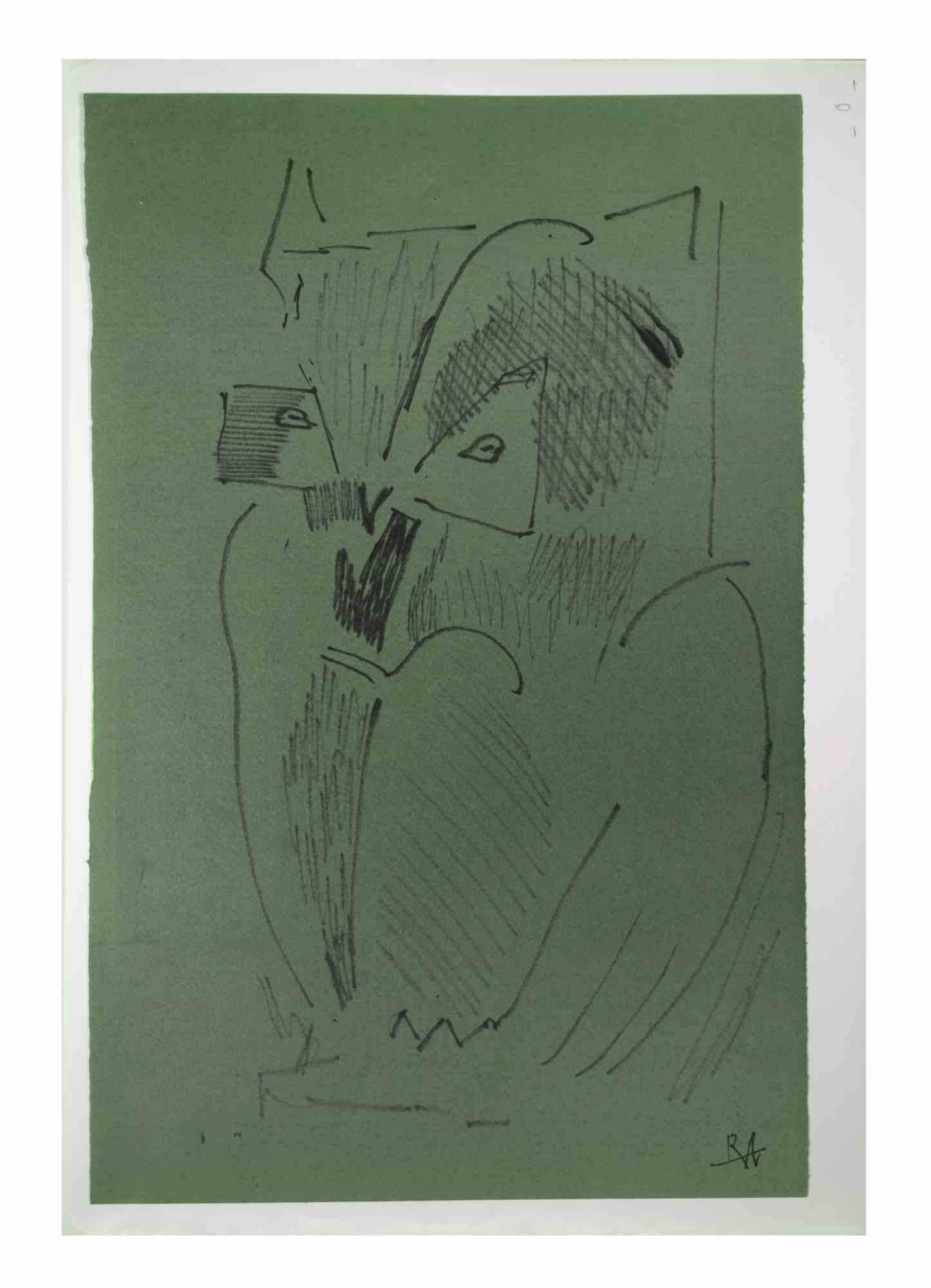 Owl is a black marker drawing realized by Reynold Arnould (Le Havre 1919 - Parigi 1980).

Good condition on a green paper, included a white cardboard passpartout (55x37.5 cm).

Monogrammed on the lower right corner.

Reynold Arnould was born in Le