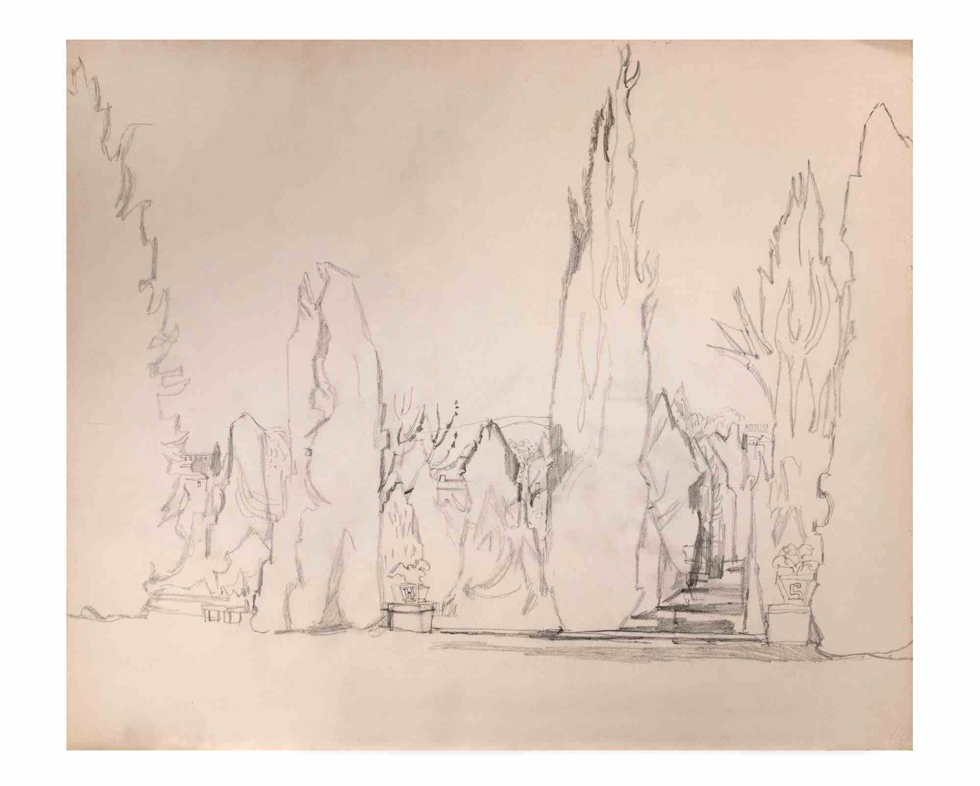 Paysage est un dessin au crayon réalisé par Reynold Arnould  (Le Havre 1919 - Parigi 1980).

Bon état.

Pas de signature.

Reynold Arnould est né au Havre, en France, en 1919. Il a étudié à l'École des Beaux-Arts du Havre, et a remporté le Grand