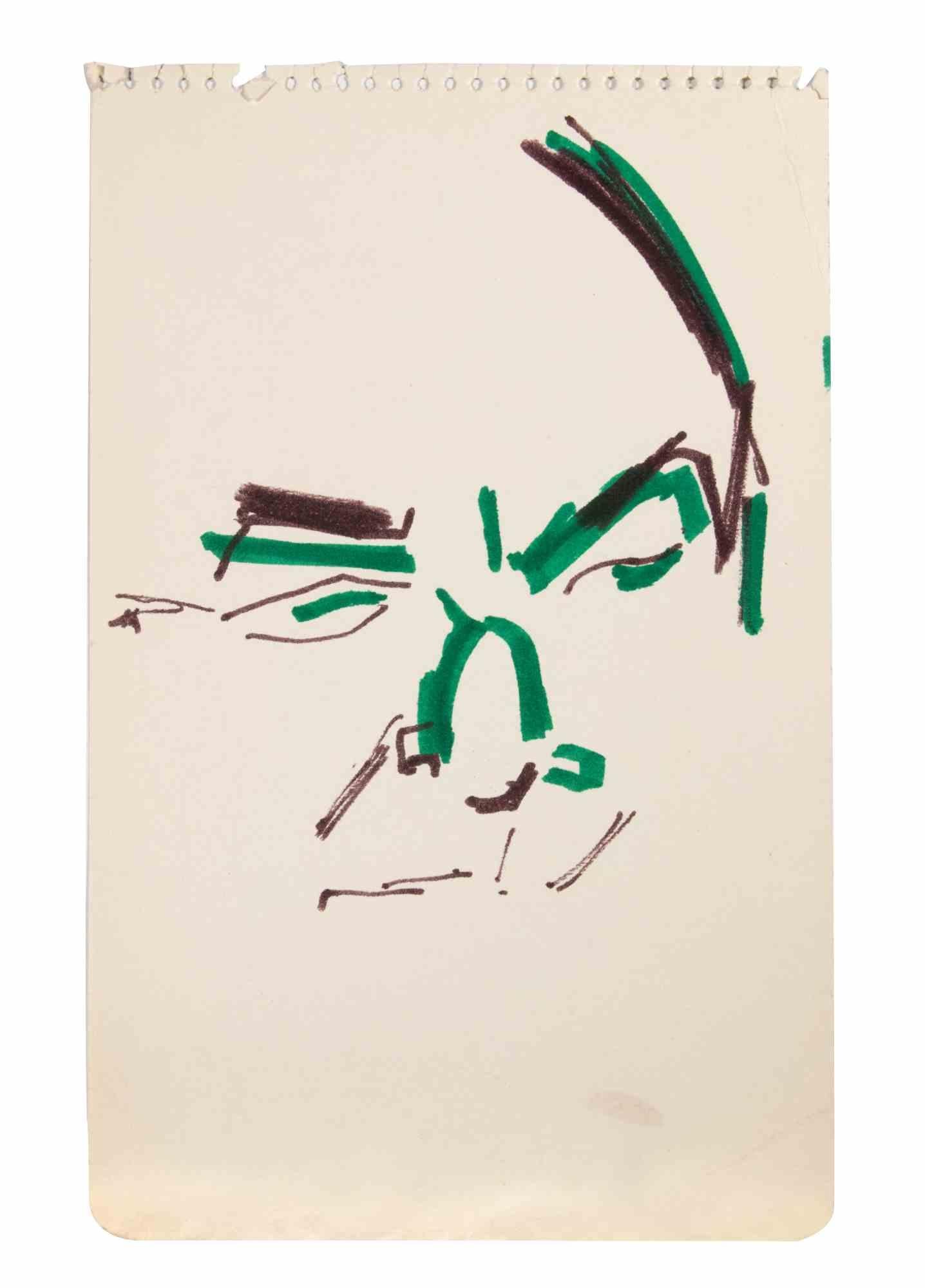 Portrait is a Colour Market Drawing realized by Reynold Arnould  (Le Havre 1919 - Parigi 1980).

Good condition on a sheet of notebook.

No Signature.

Reynold Arnould was born in Le Havre, France in 1919. He studied at l'École des Beaux-Arts de Le