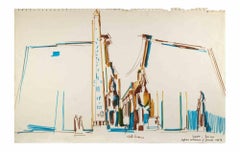 Luxor - Marker Drawing By Reynold Arnould - 1970