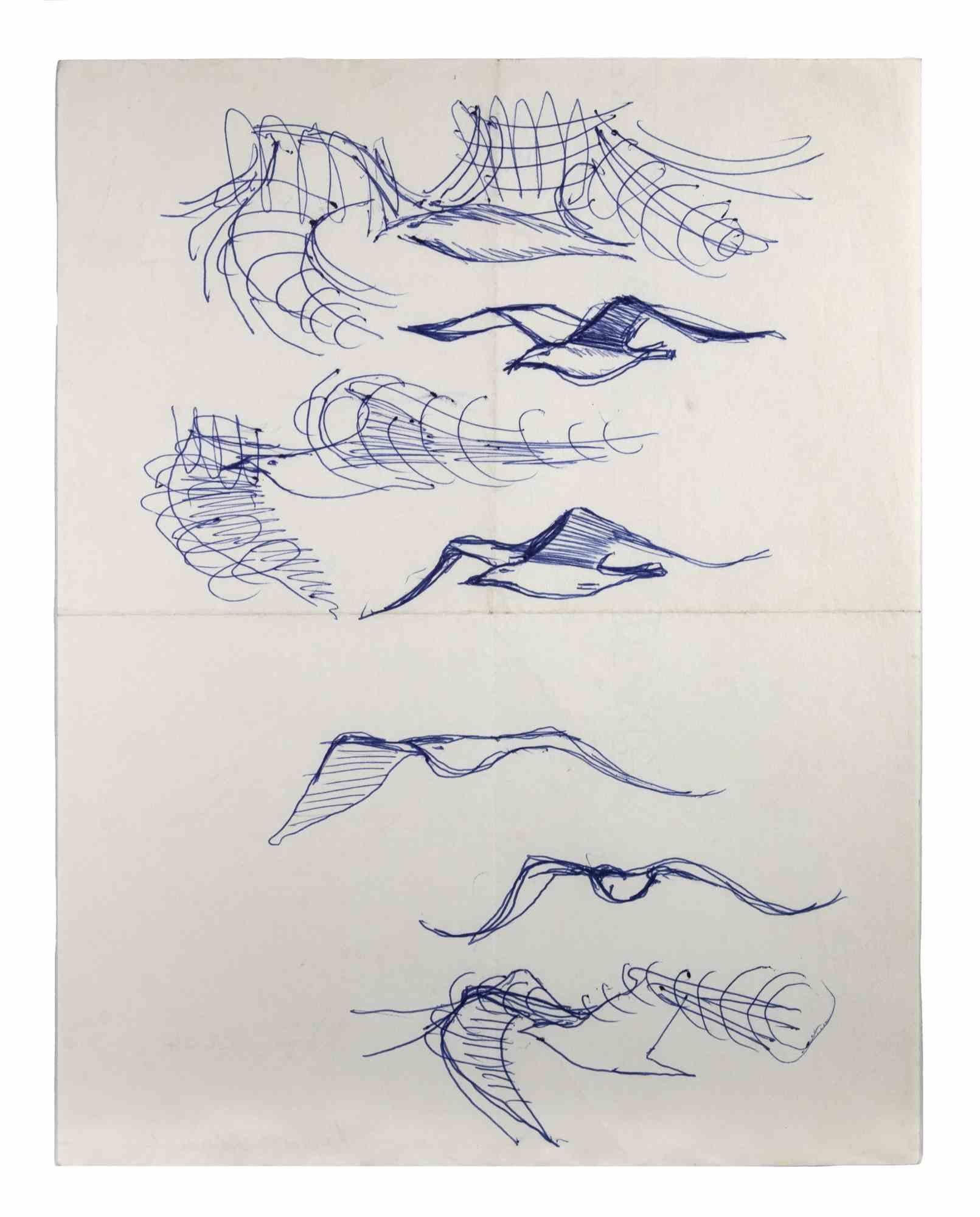 Birds in Helsinki - Drawing By Reynold Arnould - 1970