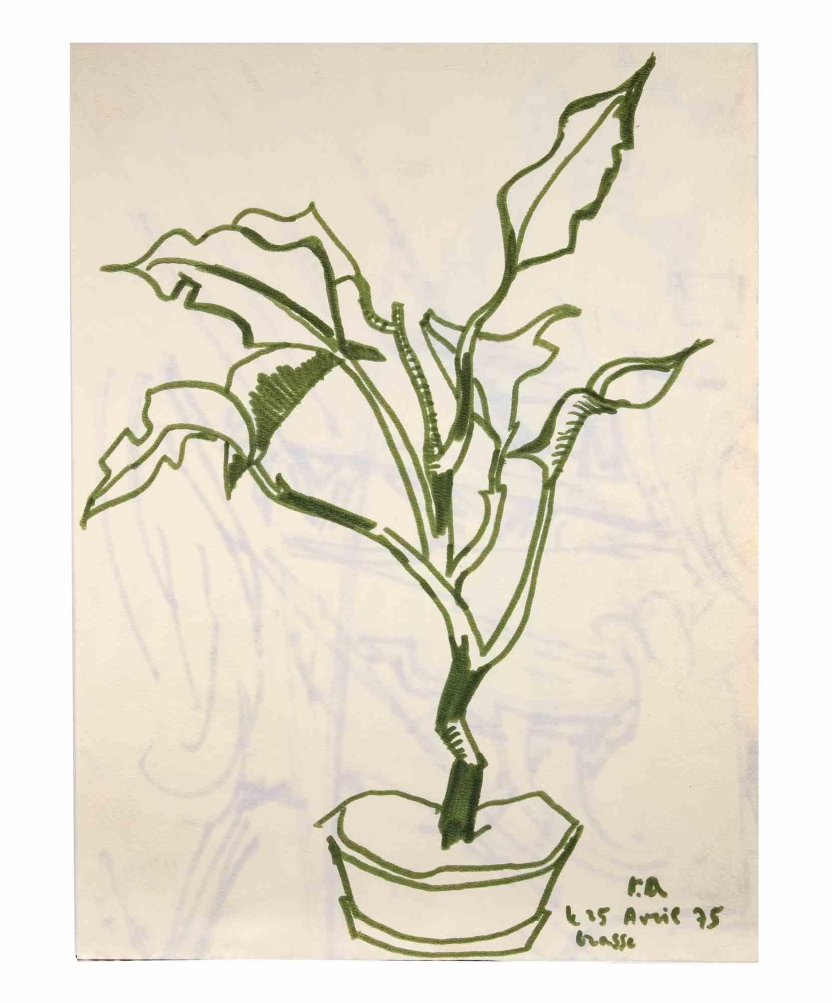 Plant is a Color Marker Drawing realized by  Reynold Arnould  (Le Havre 1919 - Parigi 1980).

Good condition.

No signature, dated on the lower right corner.

Reynold Arnould was born in Le Havre, France in 1919. He studied at l'École des Beaux-Arts