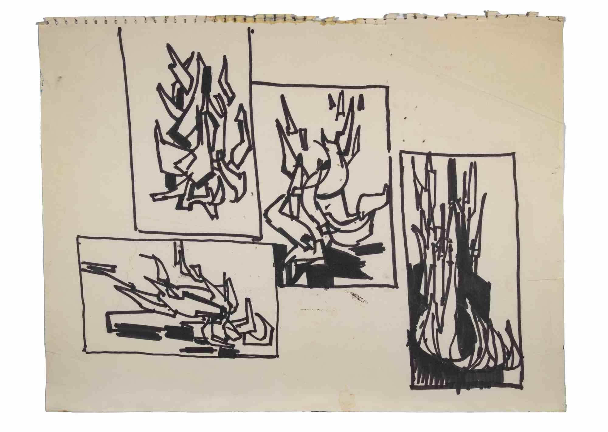 Abstract Composition is a Black Marker Drawing realized by  Reynold Arnould  (Le Havre 1919 - Parigi 1980).

Good condition on a sheet of a notebook.

No signature.

Reynold Arnould was born in Le Havre, France in 1919. He studied at l'École des