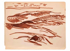 Paysage marin - Drawing de Reynold Arnould - 1970