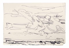 Paysage marin - Drawing de Reynold Arnould - 1970