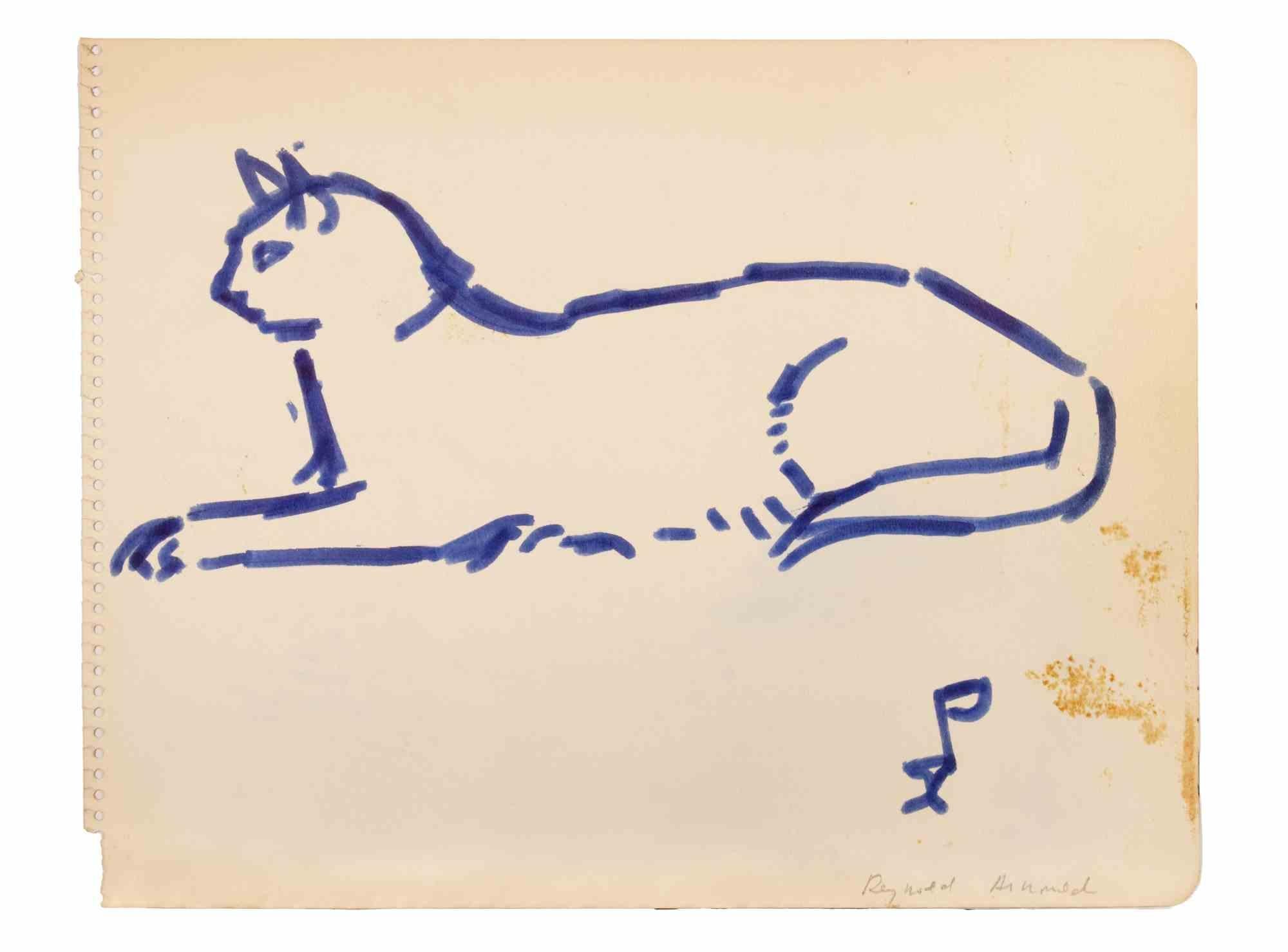 Drawing de Reynold Arnould - Chat - 1970