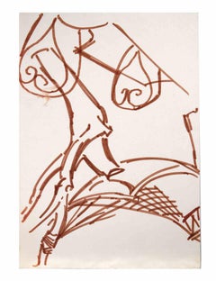 Abstrakte Komposition – Zeichnung von Reynold Arnould – 1970