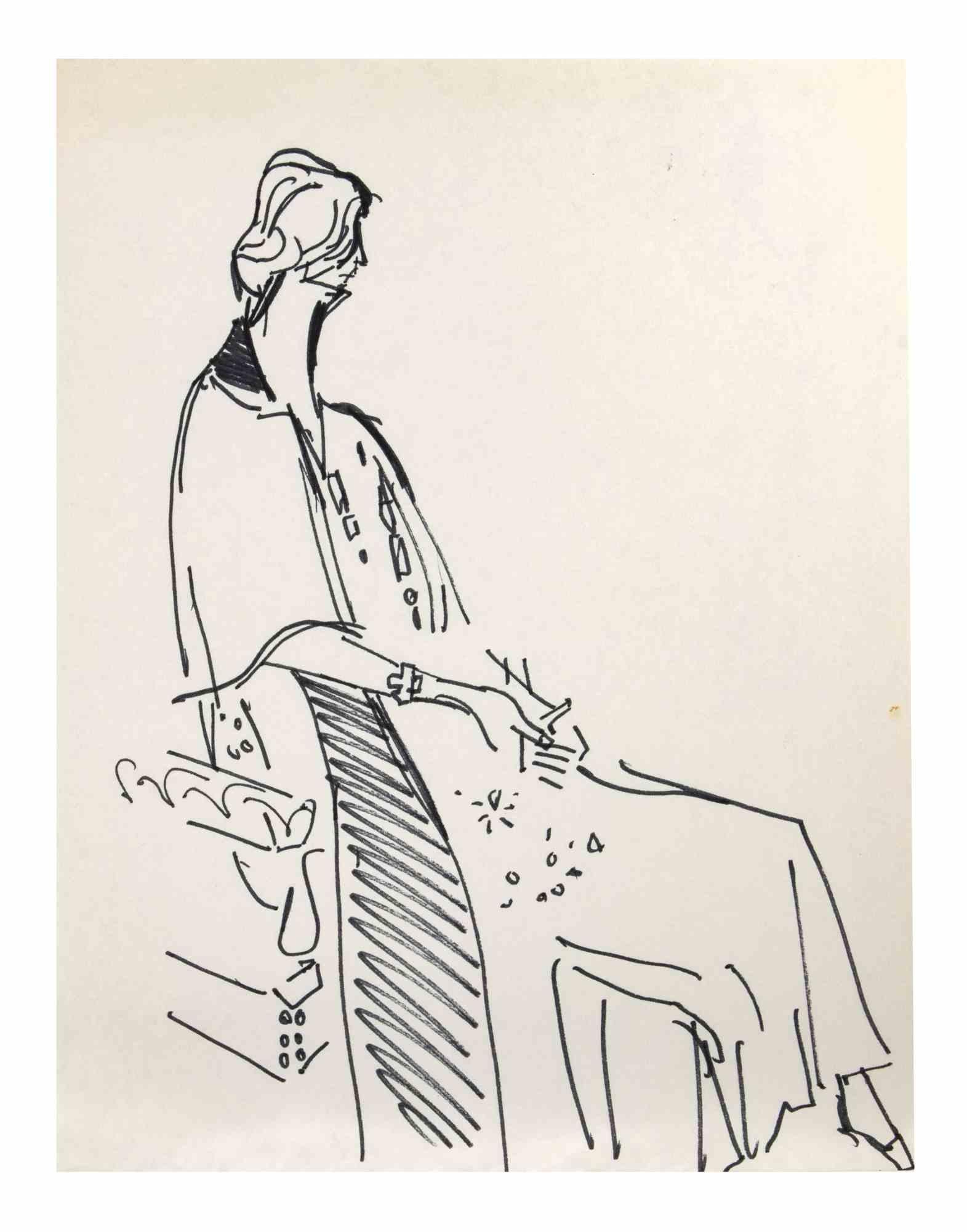 Femme - Drawing de Reynold Arnould - 1970