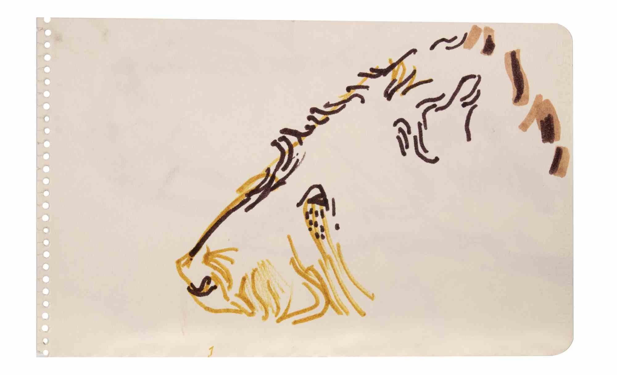 Animal - Drawing de Reynold Arnould - 1970