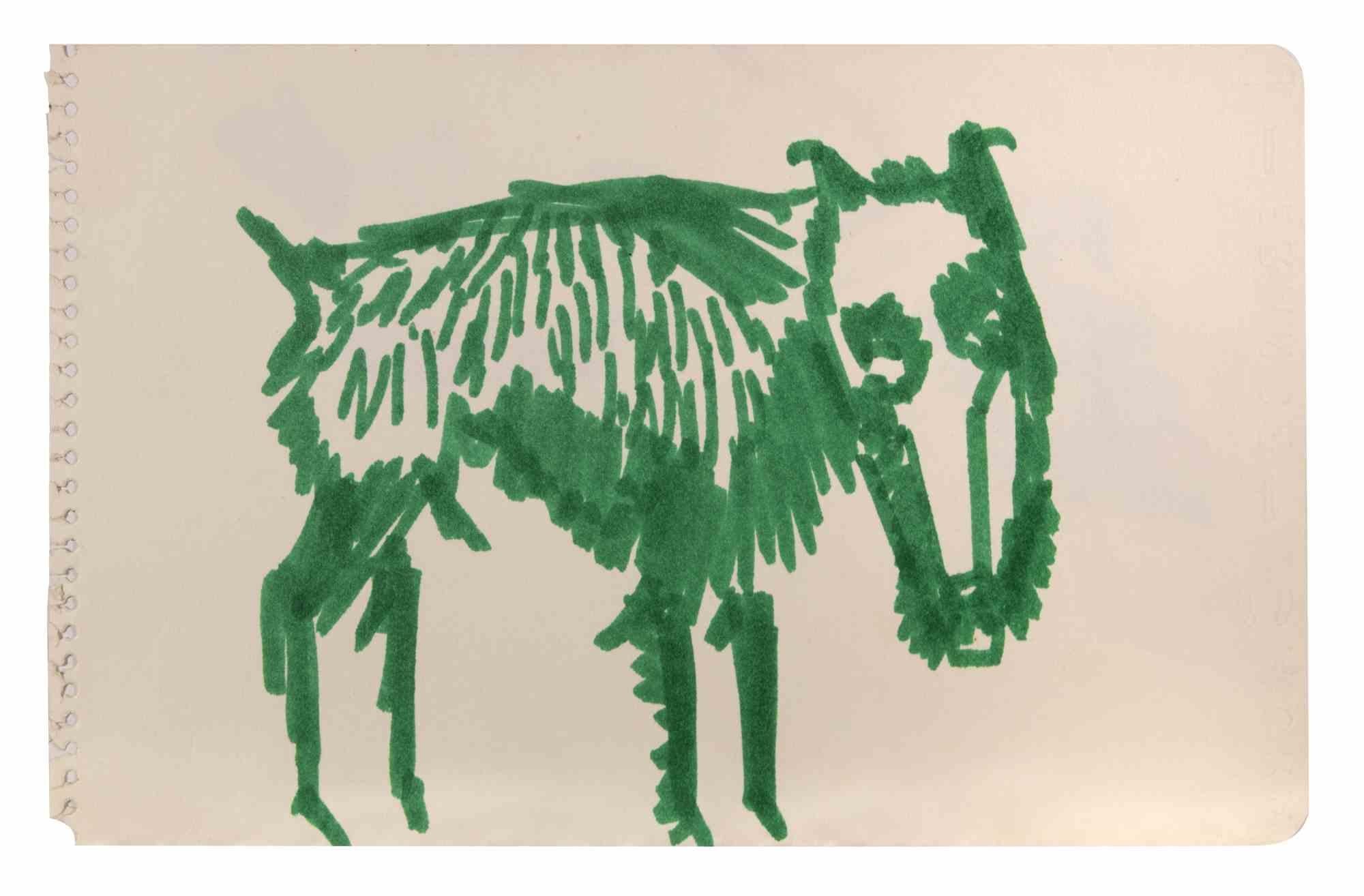 Animal is a Color Marker Drawing realized by Reynold Arnould  (Le Havre 1919 - Parigi 1980).

Good condition on a white sheet of a notebook

No Signature.

Reynold Arnould was born in Le Havre, France in 1919. He studied at l'École des Beaux-Arts de