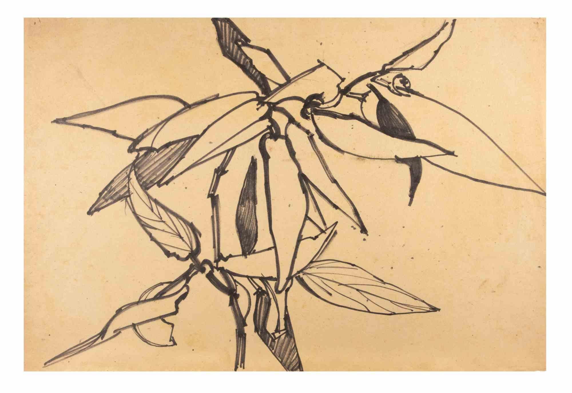 Blumen – Zeichnung von Reynold Arnould – 1970