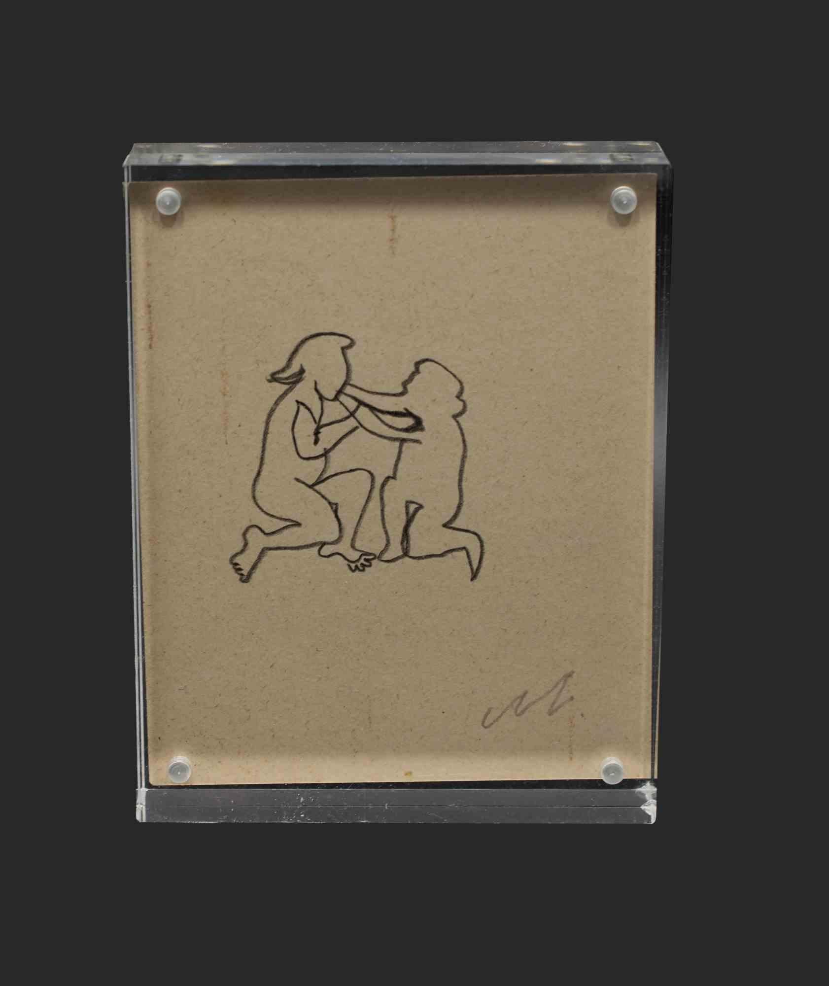 La coppia ist eine Papierzeichnung von Mino Maccari aus den 1960er Jahren.

Monogramme am linken unteren Rand. 

magnetischer Plexiglasrahmen.

12x9 cm. 

Gute Bedingungen.