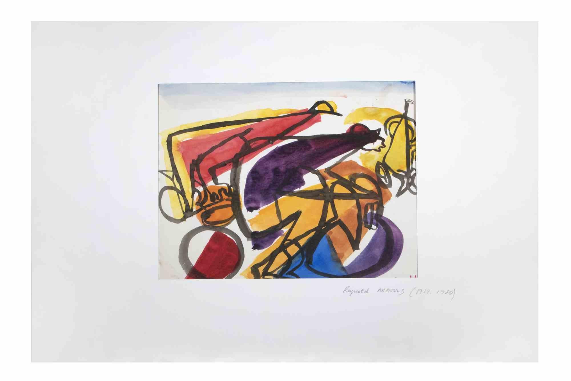 Abstrakte Komposition ist ein Aquarell Kunstwerk von Reynold Arnould realisiert  (Le Havre 1919 - Parigi 1980) im Jahr 1970.

Guter Zustand, einschließlich eines Passpartouts aus weißem Karton (35x51 cm).

Handsigniert vom Künstler in der rechten
