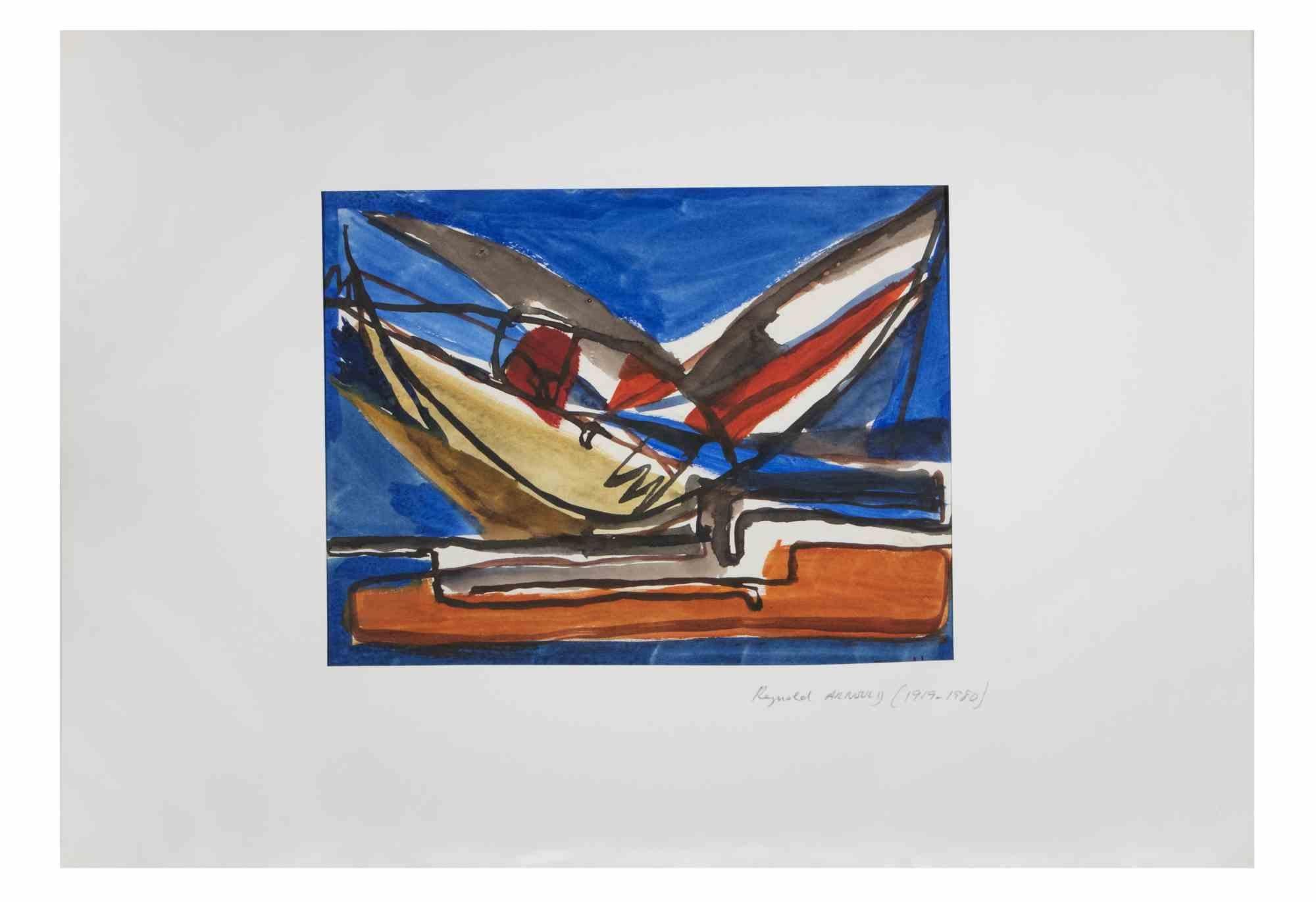 Abstract Composition is a Watercolor artwork realized by Reynold Arnould  (Le Havre 1919 - Parigi 1980) in 1955.

Good condition included a white cardboard passpartout (35x49 cm).

Hand-signed by the artist on the lower right corner.

Reynold