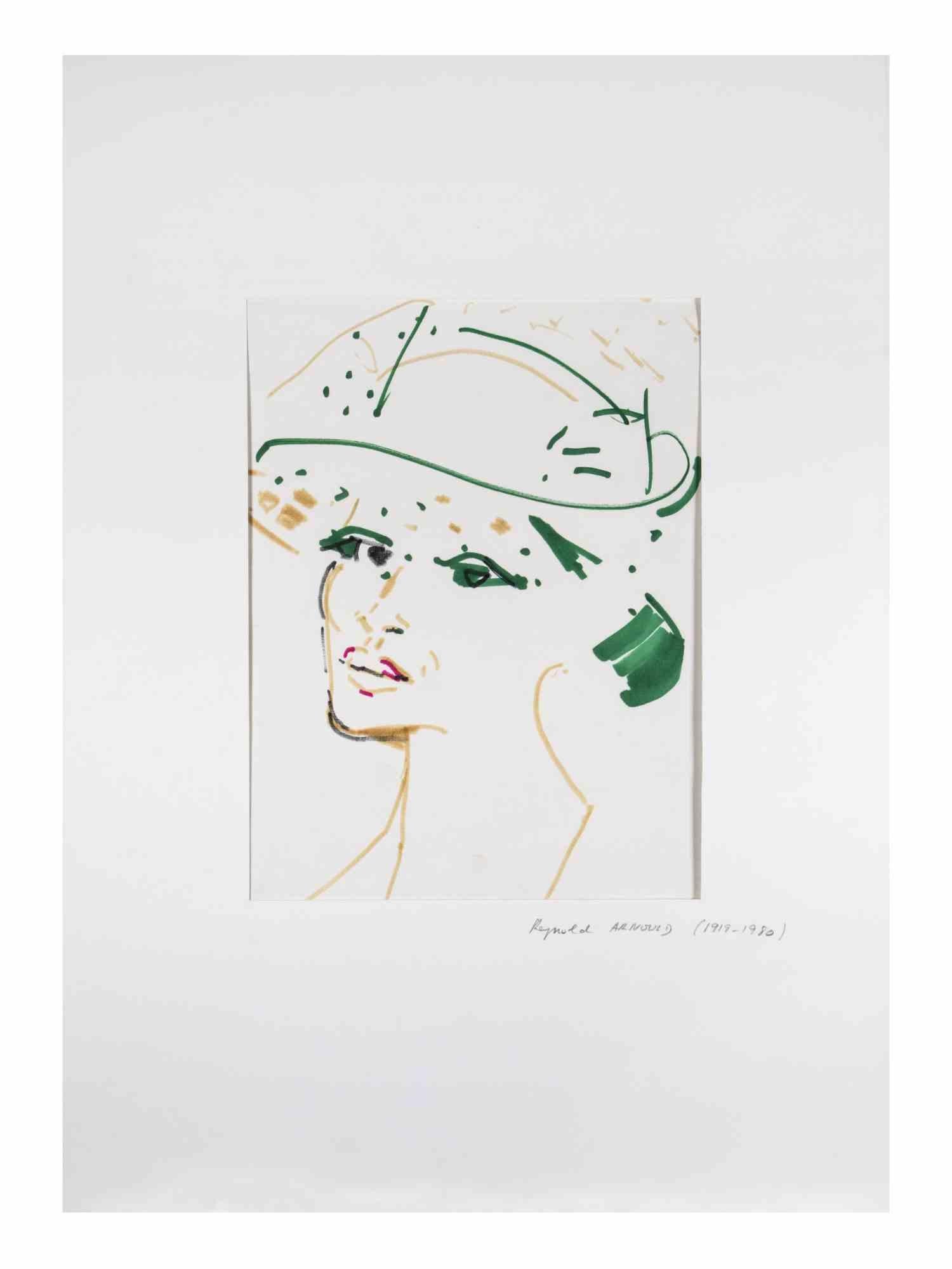 Portrait - Drawing By Reynold Arnould - 1970 For Sale 1