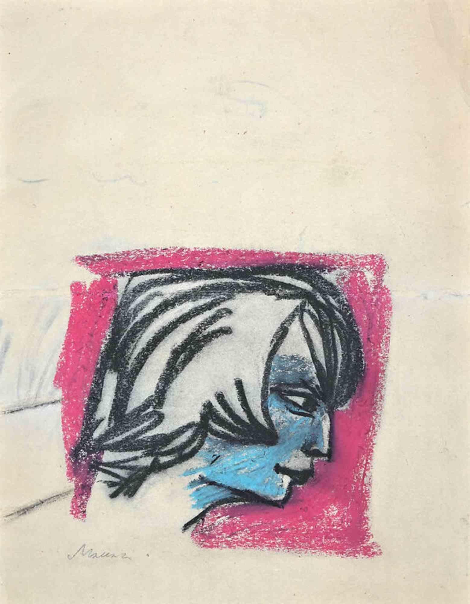 Porträts ist ein  Kunstwerk von Mino Maccari (1898-1989).

Farbiges Porträt auf der einen Seite, Figur einer Frau und zwei Köpfe in Schwarz auf der anderen Seite.

Pastell und Holzkohle auf Papier. 

42x32 cm nicht gerahmt.

handsigniert am linken