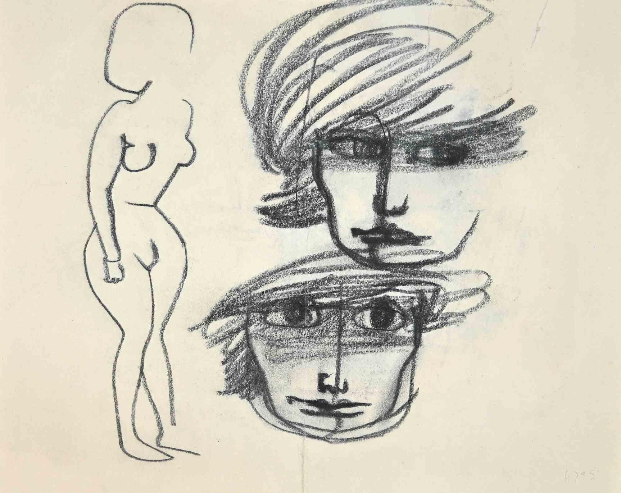 Porträt – Zeichnung von Mino Maccari – 1960er Jahre im Angebot 1