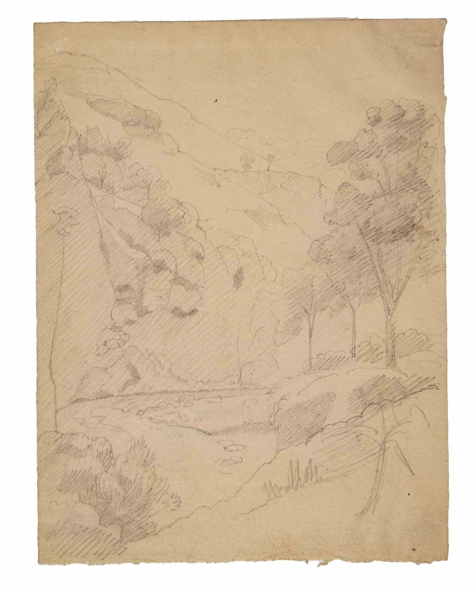Paysage - Gravure de Jean-Léon Gérome - 19e siècle