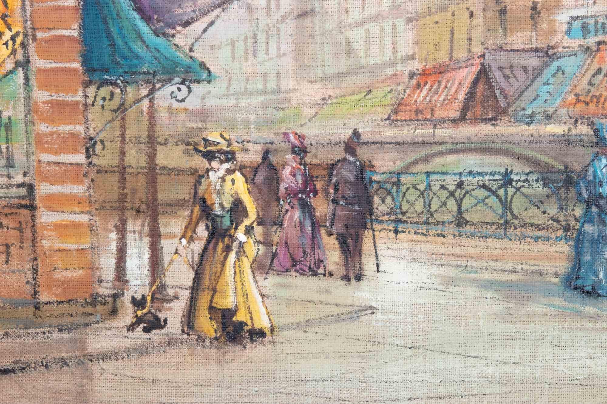 Paris et la Belle Epoque -  Pastel Drawing by Roberto Regalier - 20th Century For Sale 1