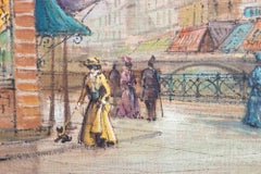 París y la Belle Epoque - Dibujo al pastel de Roberto Regalier - Siglo XX
