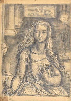 Antique Woman - Pencil Drawing - Early 20th Century