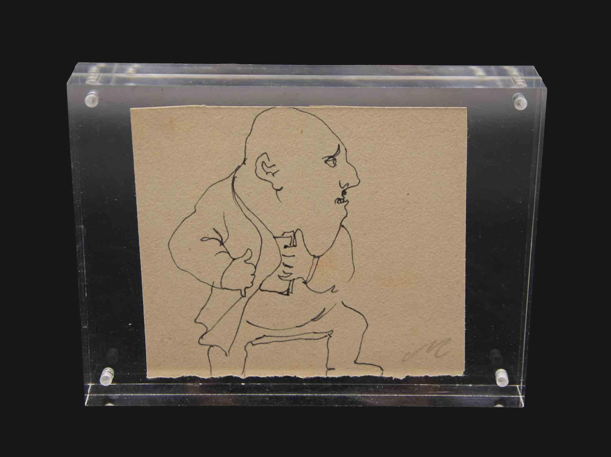 Der Kapitalist ist ein Kunstwerk von Mino Maccari aus den 1960er Jahren. 

Federzeichnung mit Monogramm des Künstlers darunter.

9x11 cm; 11 x 15 cm mit Plexiglasrahmen. 

Guter Zustand.

 

Mino Maccari wurde 1898 in Siena geboren. Der