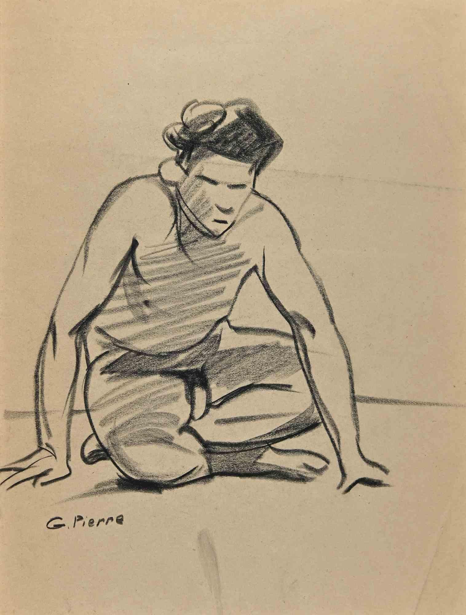 Reclined Figure is a drawing in charcoal on creamy-coloured paper realized by Georges Pierre in the 1950s.

Hand-signed on the lower.

Very Good conditions.

The artwork is realized strongly through rapid strokes, expressively by perfect