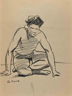 Reclined Figure - Drawing By Georges Pierre - 1950s