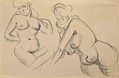Posing Nude - Drawing by Jean Chapin- 1950s