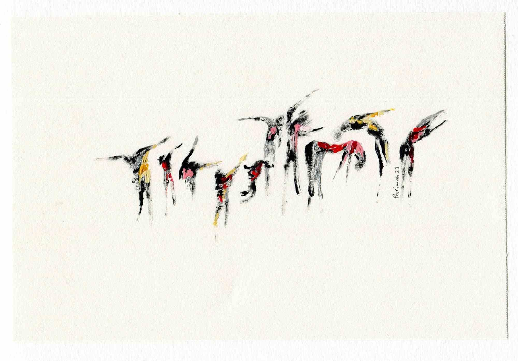 Red and Pink Song of Freedom is a drawing realized by Iranian Painter and Poet Parimah Avani in 2023.

China ink and acrylic on ivory-colored paper.

Hand-signed and dated.

Excellent conditions.

Presented in a Solo exhibition of "Calligraphy of