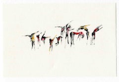 „ Song of Freedom“ in Rot und Rosa  Zeichnung von Parimah Avani – 2022