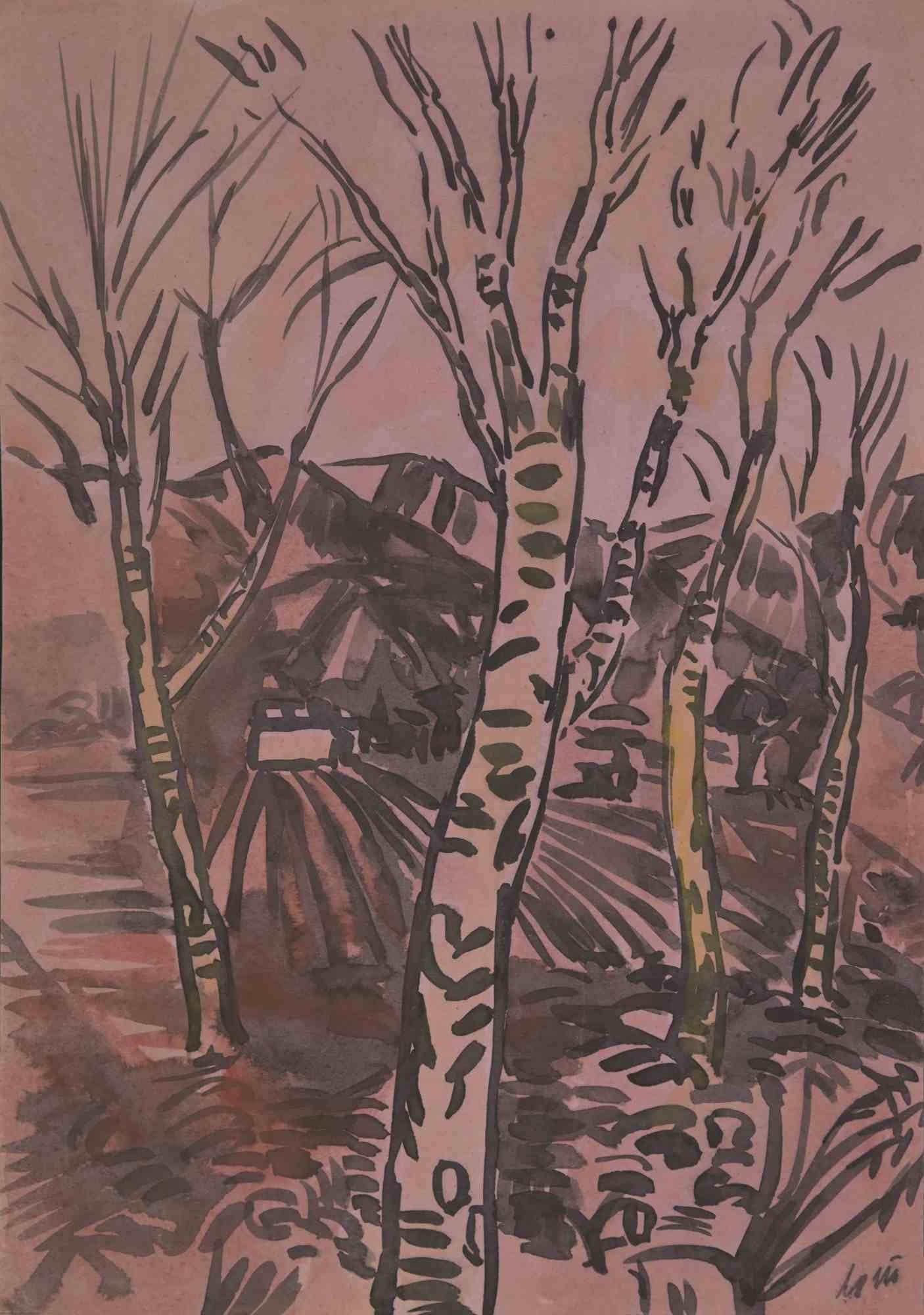 Trees est un dessin au marqueur noir réalisé par Reynold Arnould au milieu du 20e siècle.

Bonnes conditions

Pas de signature.

L'œuvre d'art est réalisée à l'aide de touches sûres.