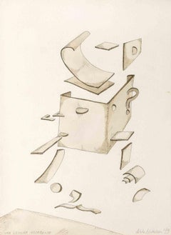 Absorbing Reading  (Una Lettura Assorbente) - Drawing by Pablo Echaurren - 1979