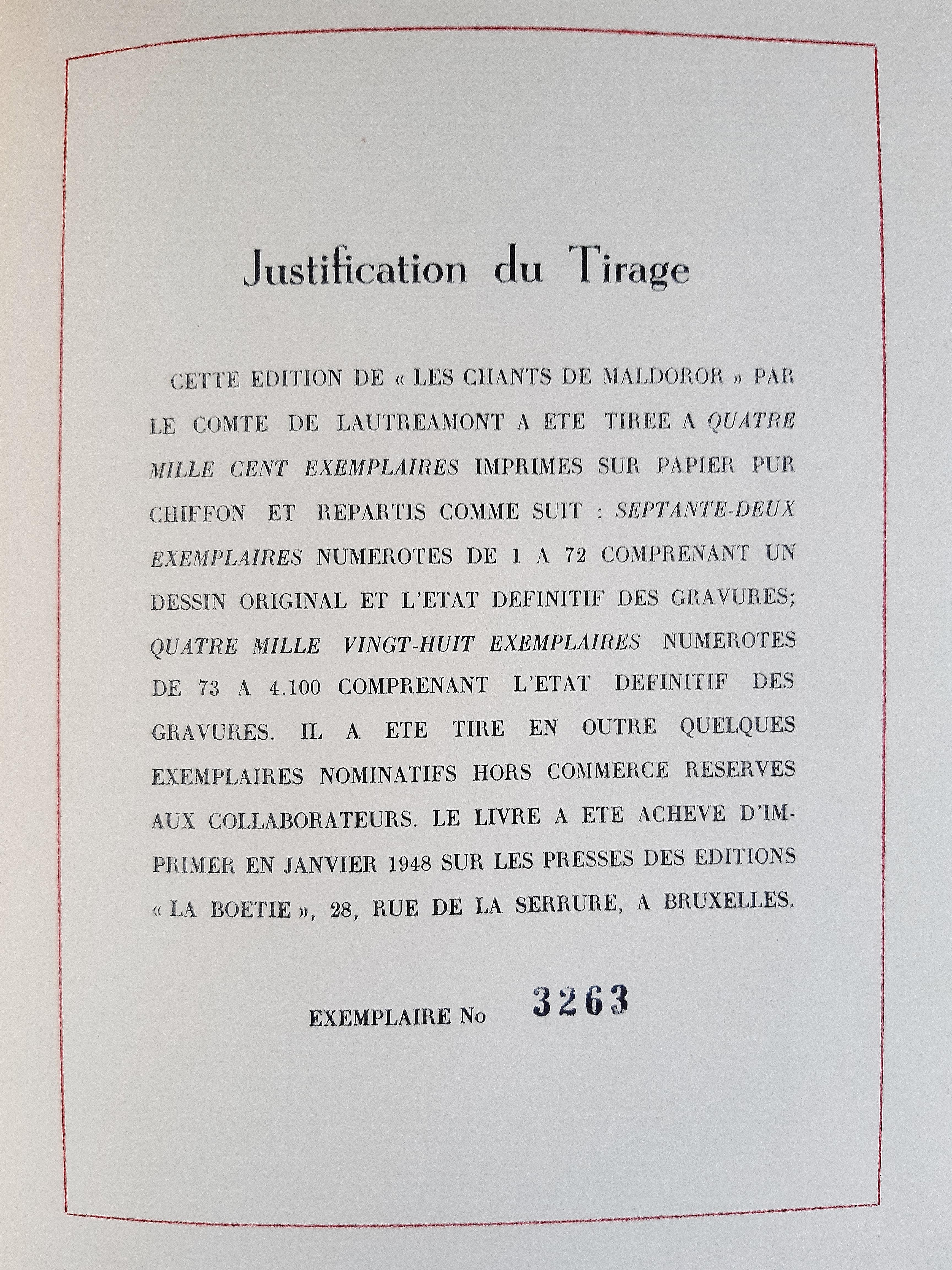 Chants de Maldoror - Seltenes Buch, illustriert von René Magritte - 1948 im Angebot 3