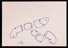 Male Foul - Pencil Drawing by Mino Maccari - 1960s
