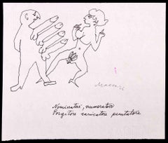 Posibilidad - Dibujo en tinta china de Mino Maccari - 1970