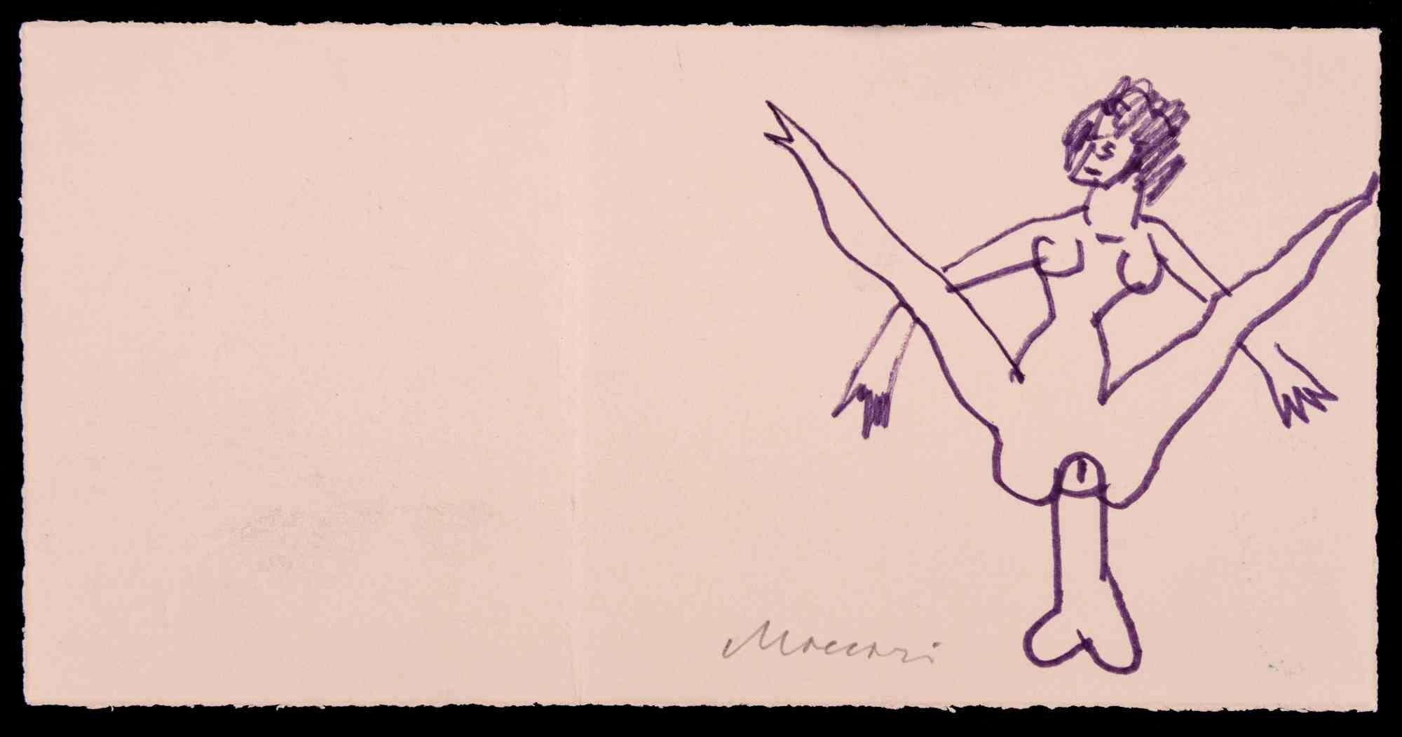 Nude of Woman  is a violet marker Drawing realized by Mino Maccari in 1970.

Hand-signed on the lower margin.

Good condition on a little yellowed cardboard.

Mino Maccari (Siena, 1924-Rome, June 16, 1989) was an Italian writer, painter, engraver