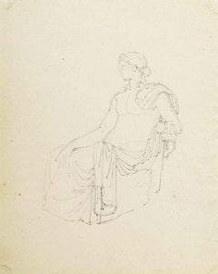 Roman Lady - Drawing by  Alexandre Dumont - 19th Century