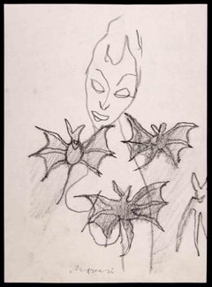 Fledermaus – Zeichnung von Mino Maccari – 1970
