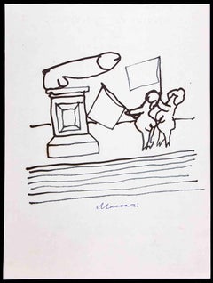 Monumental – Zeichnung von Mino Maccari – 1970er Jahre