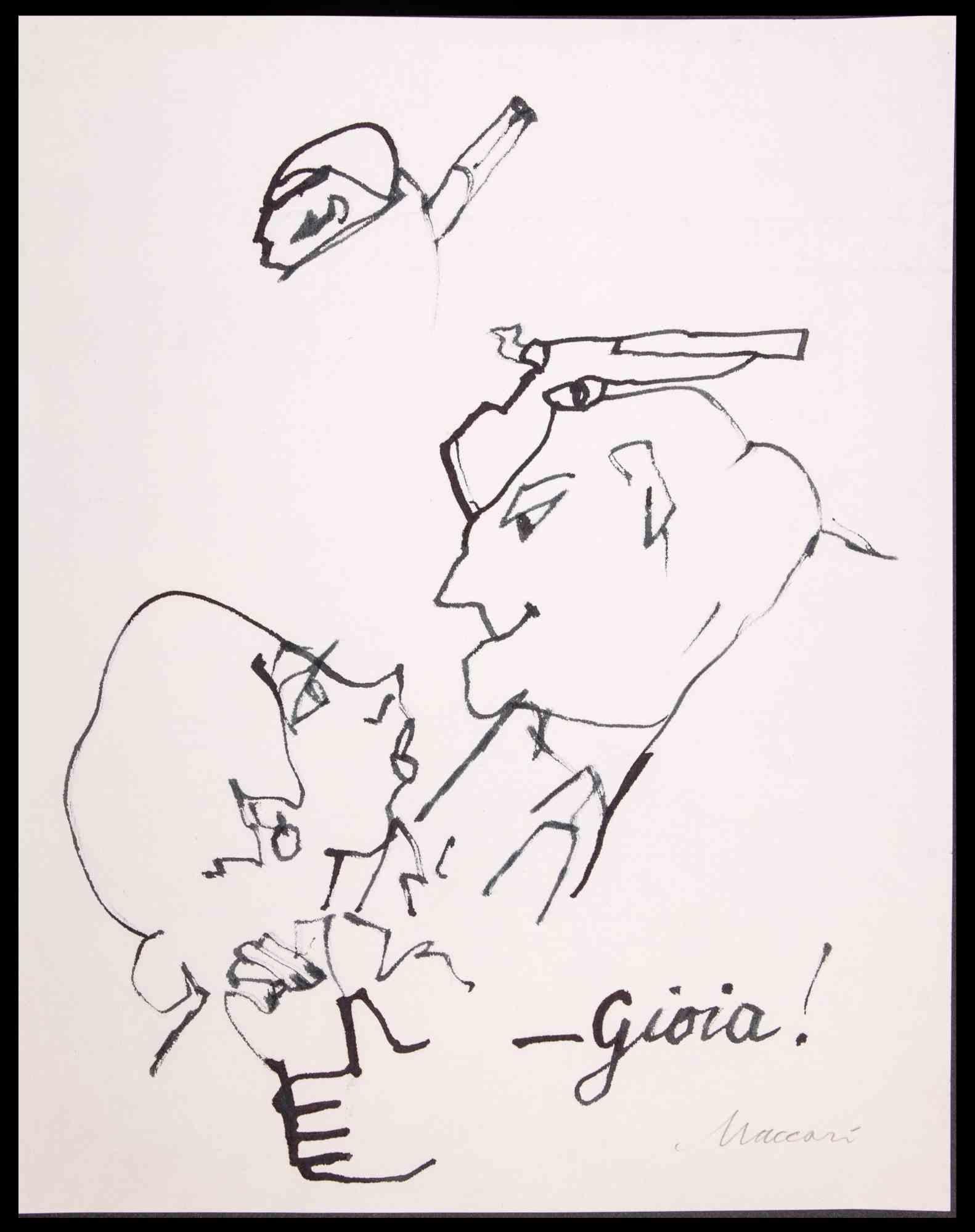 M. Gioia - Drawing de Mino Maccari - 1970