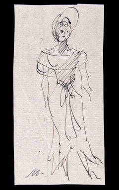 Vintage Figure of Woman - Drawing by Mino Maccari - 1935