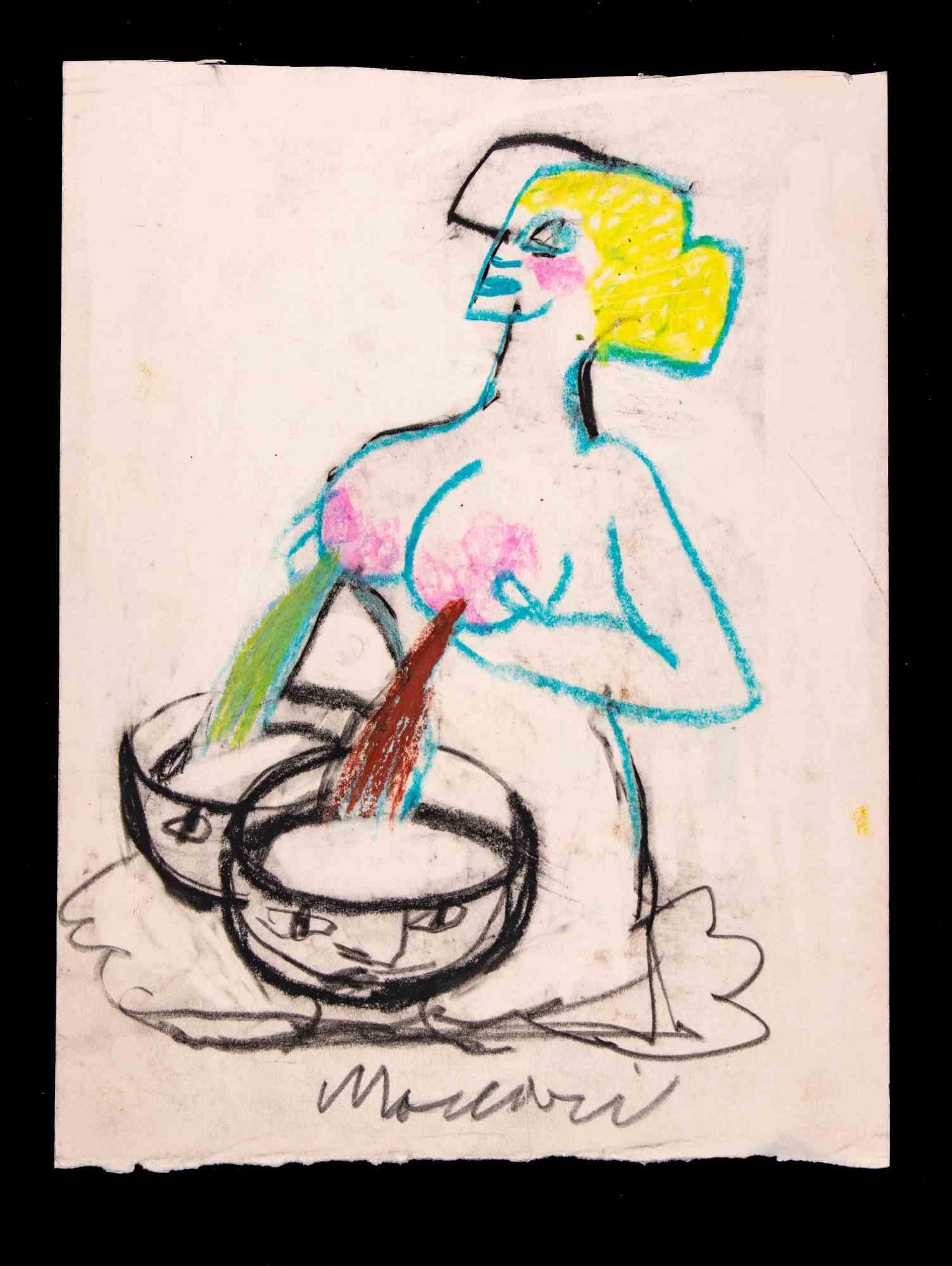 Die Milchstraße ist eine Zeichnung mit Kohle und Pastell von Mino Maccari  (1924-1989) im Jahr 1975.

Handsigniert am unteren Rand.

Guter Zustand auf wenig Papier.

Mino Maccari (Siena, 1924-Rom, 16. Juni 1989) war ein italienischer Schriftsteller,