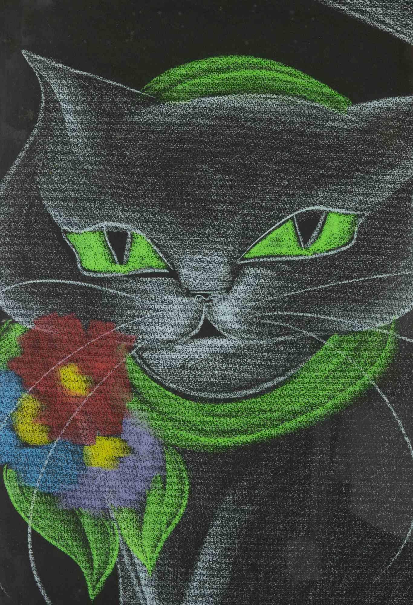 Œuvre de chat - dessin de Novella Parigini - 1970 en vente 2