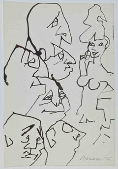 Seductive Woman - Drawing by Mino Maccari - 1970s