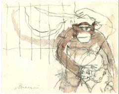 Gorilla  Zeichnung von Mino Maccari – 1970er-Jahre