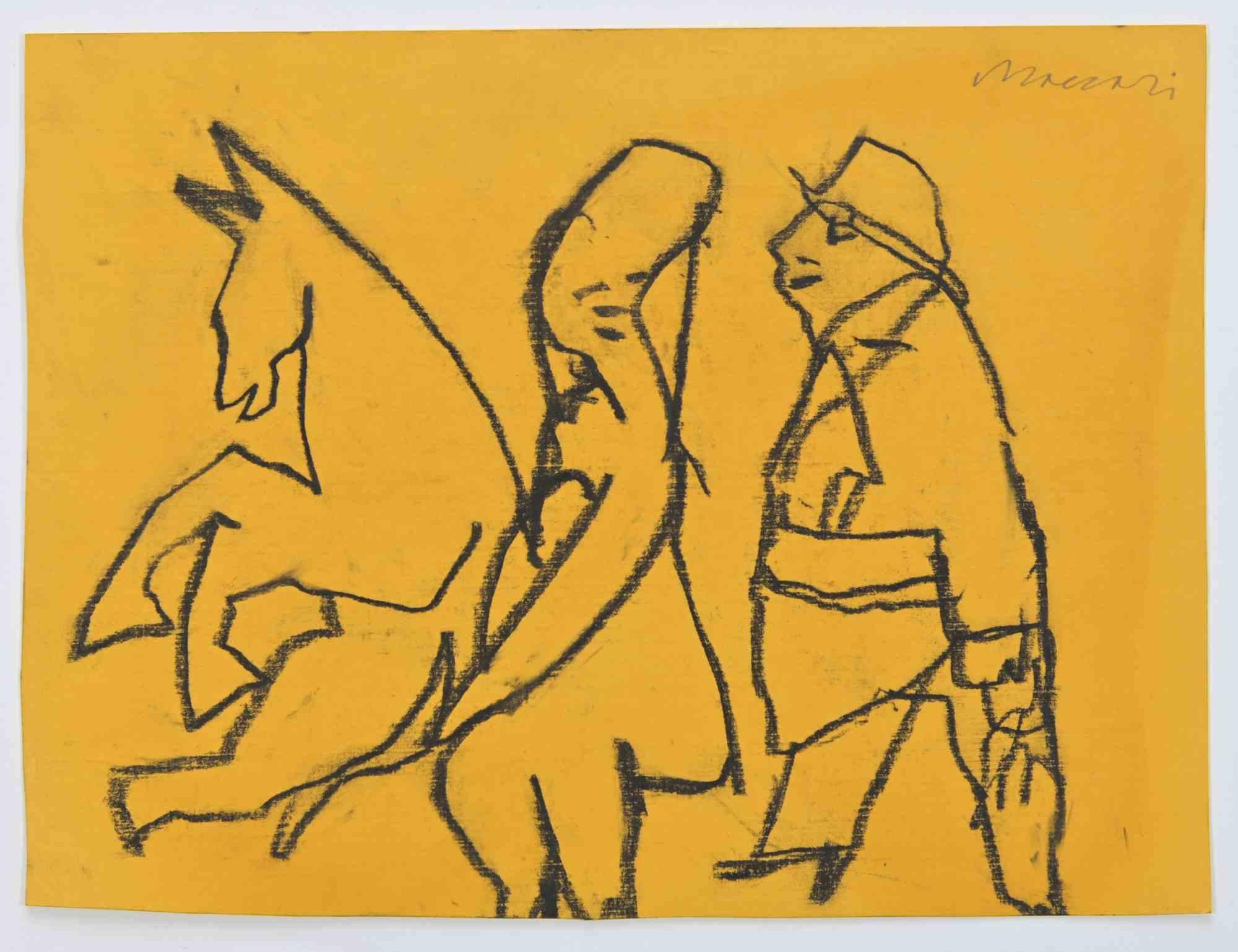 The Spouse and Horse is a Carbon Pencil Drawing realized by Mino Maccari  (1924-1989) in the 1970s.

Hand-signed on the margin.

Good condition.

Mino Maccari (Siena, 1924-Rome, June 16, 1989) was an Italian writer, painter, engraver and journalist,