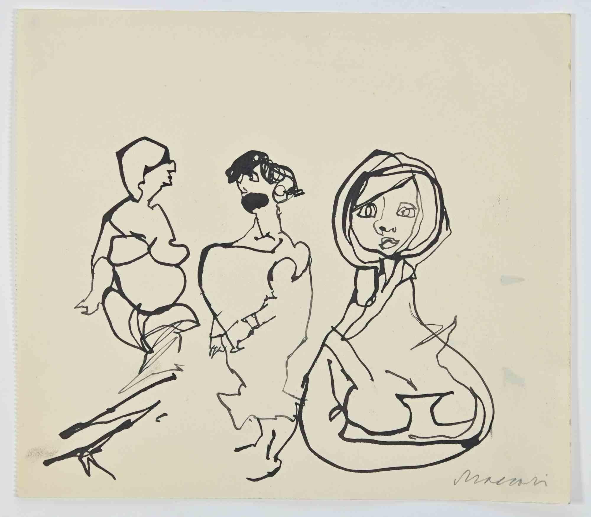 Seductive Woman is a China ink Drawing realized by Mino Maccari  (1924-1989) in the 1960s.

Hand-signed on the lower margin.

Good condition.

Mino Maccari (Siena, 1924-Rome, June 16, 1989) was an Italian writer, painter, engraver and journalist,