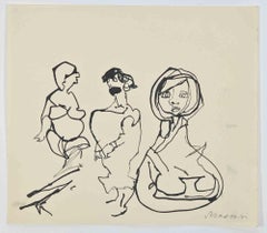 Verführerische Frau – Zeichnung von Mino Maccari – 1960er Jahre